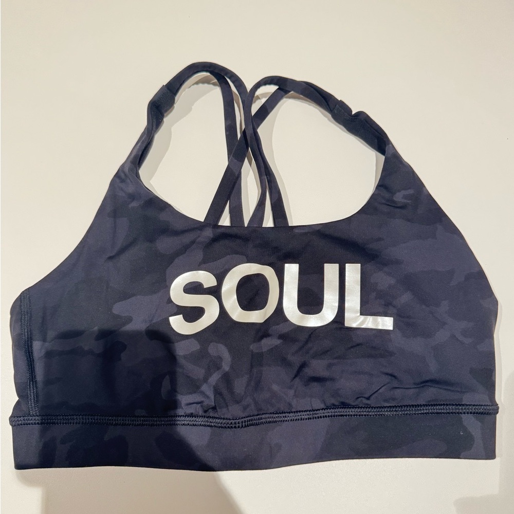 Lululemon x SoulCyle Black Camo Energy Bra